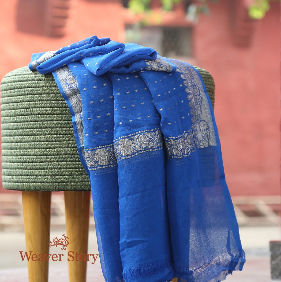 Handloom_Blue_Georgette_Dupatta_with_Silver_Zari_WeaverStory_01