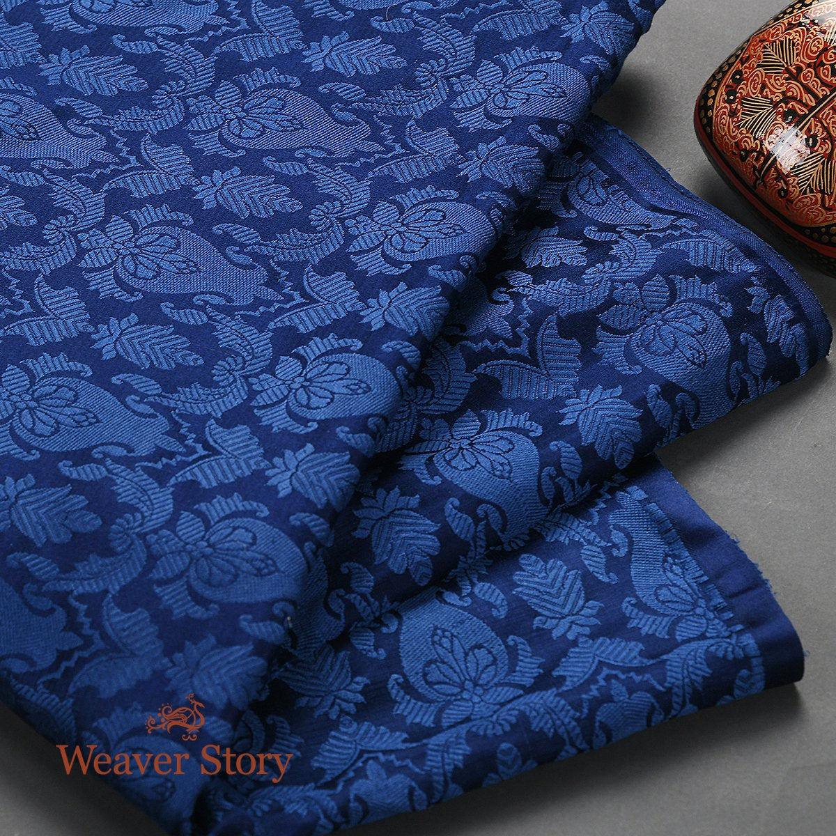 Handloom_Blue_Pure_Satin_Kimkhab_Fabric_WeaverStory_01