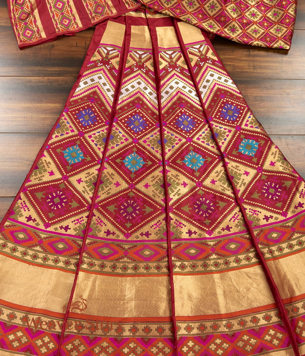 Handwoven_Banarasi_Lehenga_in_Maroon_with_Patola_Inspired_Weave_WeaverStory_05