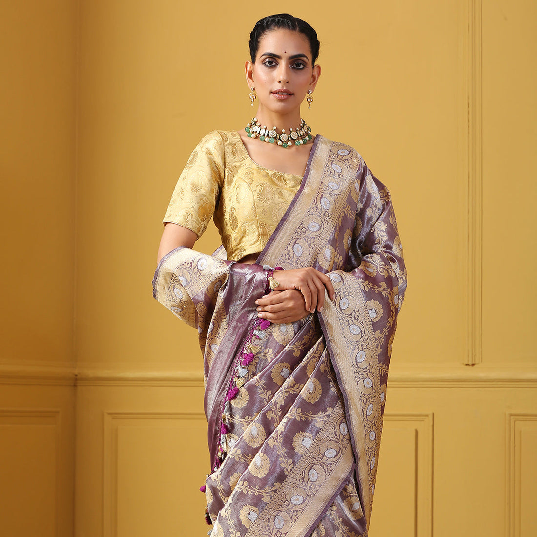 Handwoven_Purple_Silk_Tissue_Jangla_Saree_WeaverStory_01