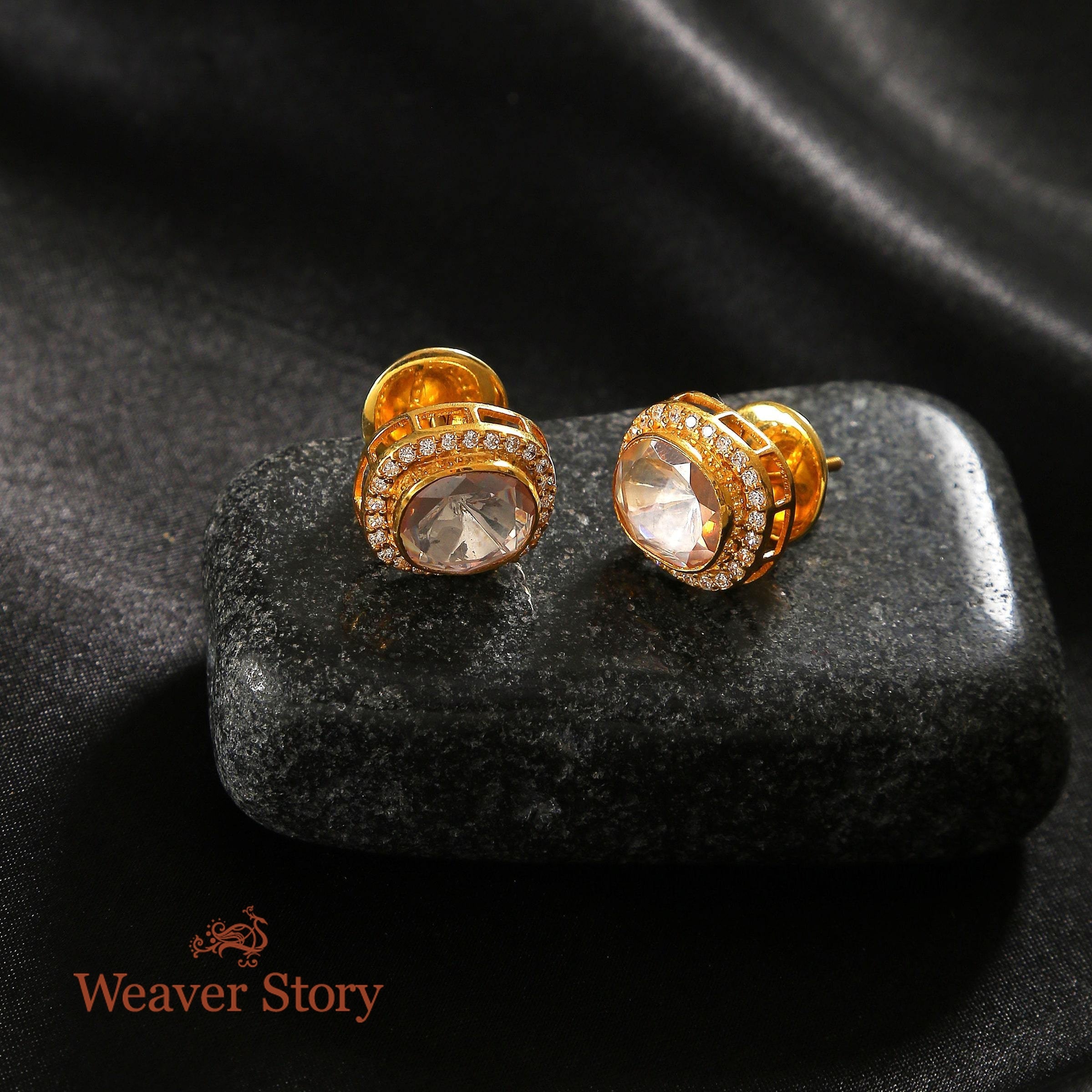 Sehej_Studds_with_Moissanite_Polki_Crafted_in_Pure_Silver_WeaverStory_01