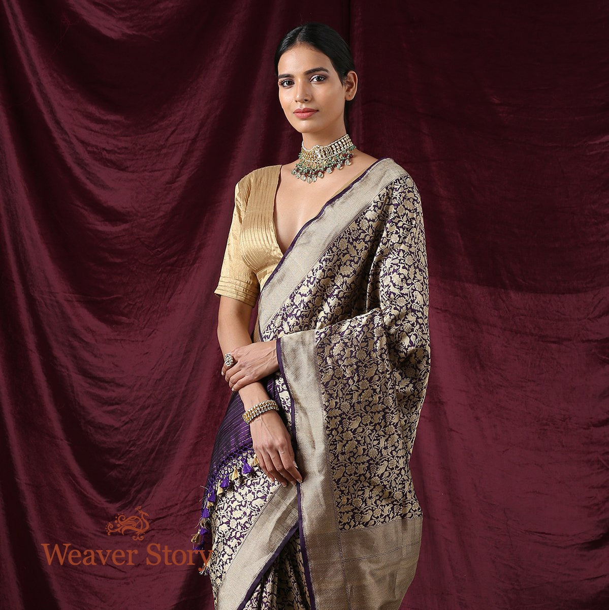 Handwoven_Purple_Shikargah_in_Brocade_Weave_WeaverStory_01