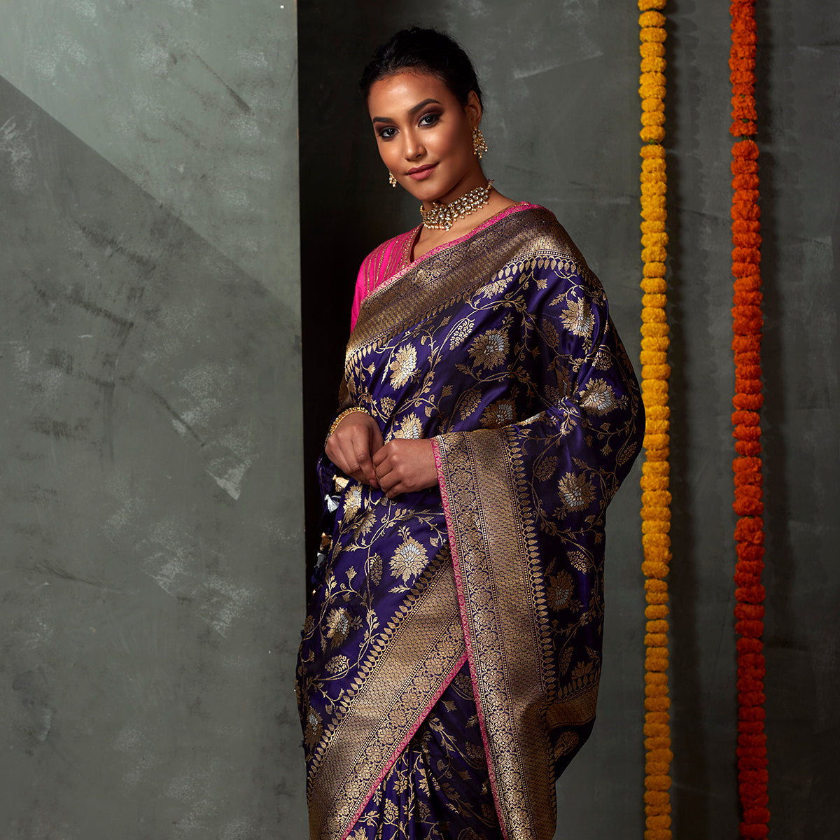 Handwoven_Purple_Kadhwa_Jangla_Saree_WeaverStory_01
