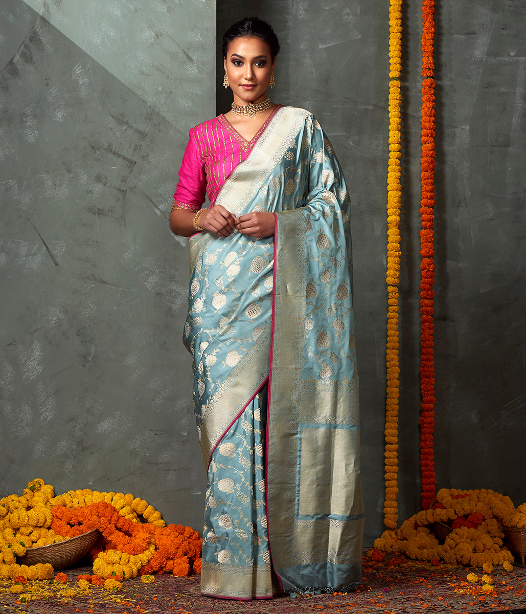 Handwoven_Light_Blue_Sona_Rupa_Kadhwa_Jangla_Saree_WeaverStory_02