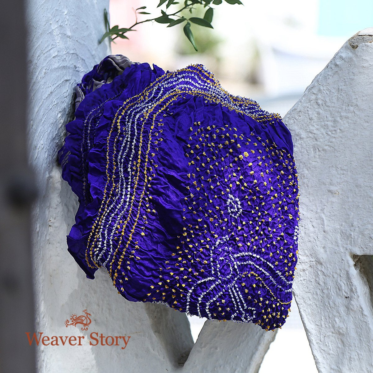 Handloom_Blue_Gajji_Silk_Dupatta_with_Bandhej_WeaverStory_01