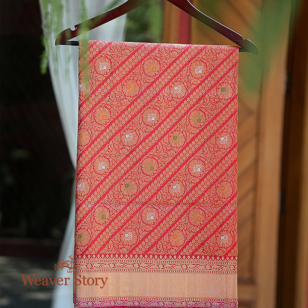 Handloom_Orange_Kimkhab_Dupatta_with_Meenakari_WeaverStory_01