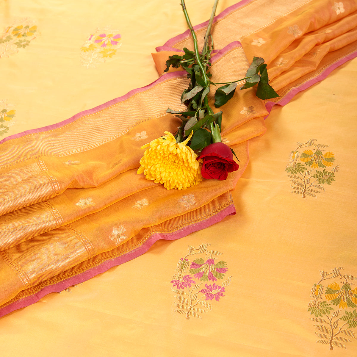 Suit_Set_-_Handwoven_Peach_and_Yellow_Dual_Tone_Kurta_Set_WeaverStory_01