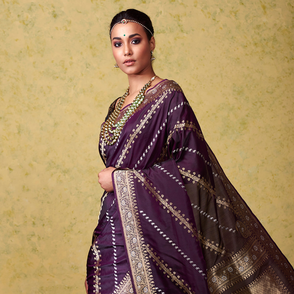 Handwoven_Purple_Aada_Jangla_with_Gold_and_Silver_Zari_WeaverStory_01
