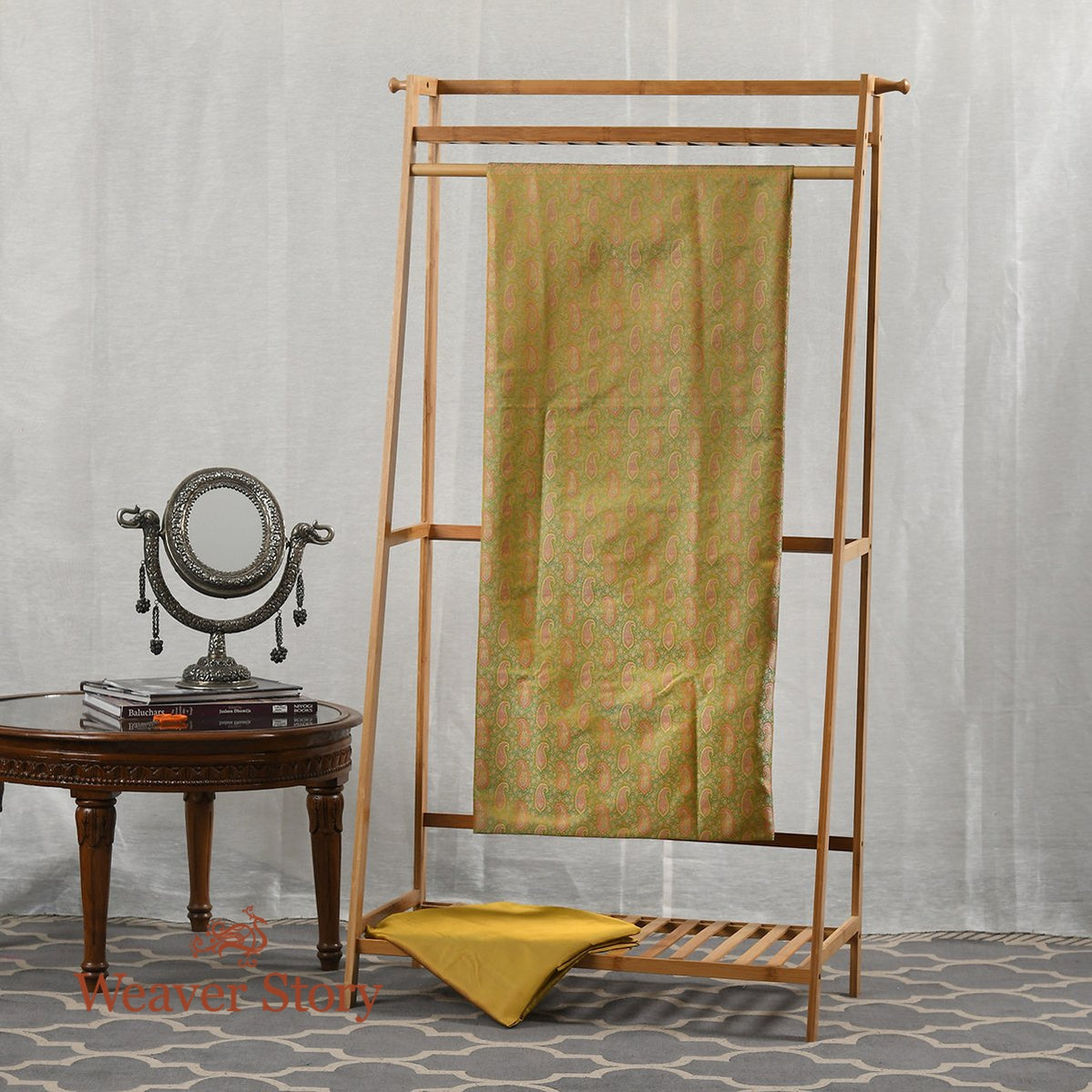 Handwoven_Green_and_Mustard_Jamawar_Suit_Set_WeaverStory_01