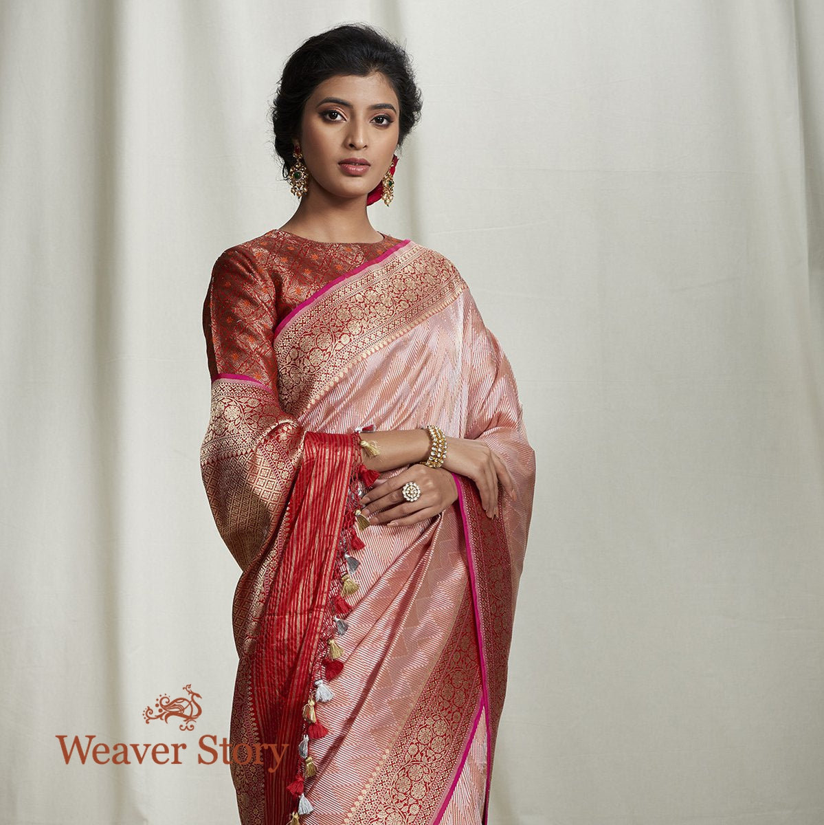 Handwoven_Red_and_Gold_Zari_Kimkhab_Saree_with_Kadhwa_Border_WeaverStory_01