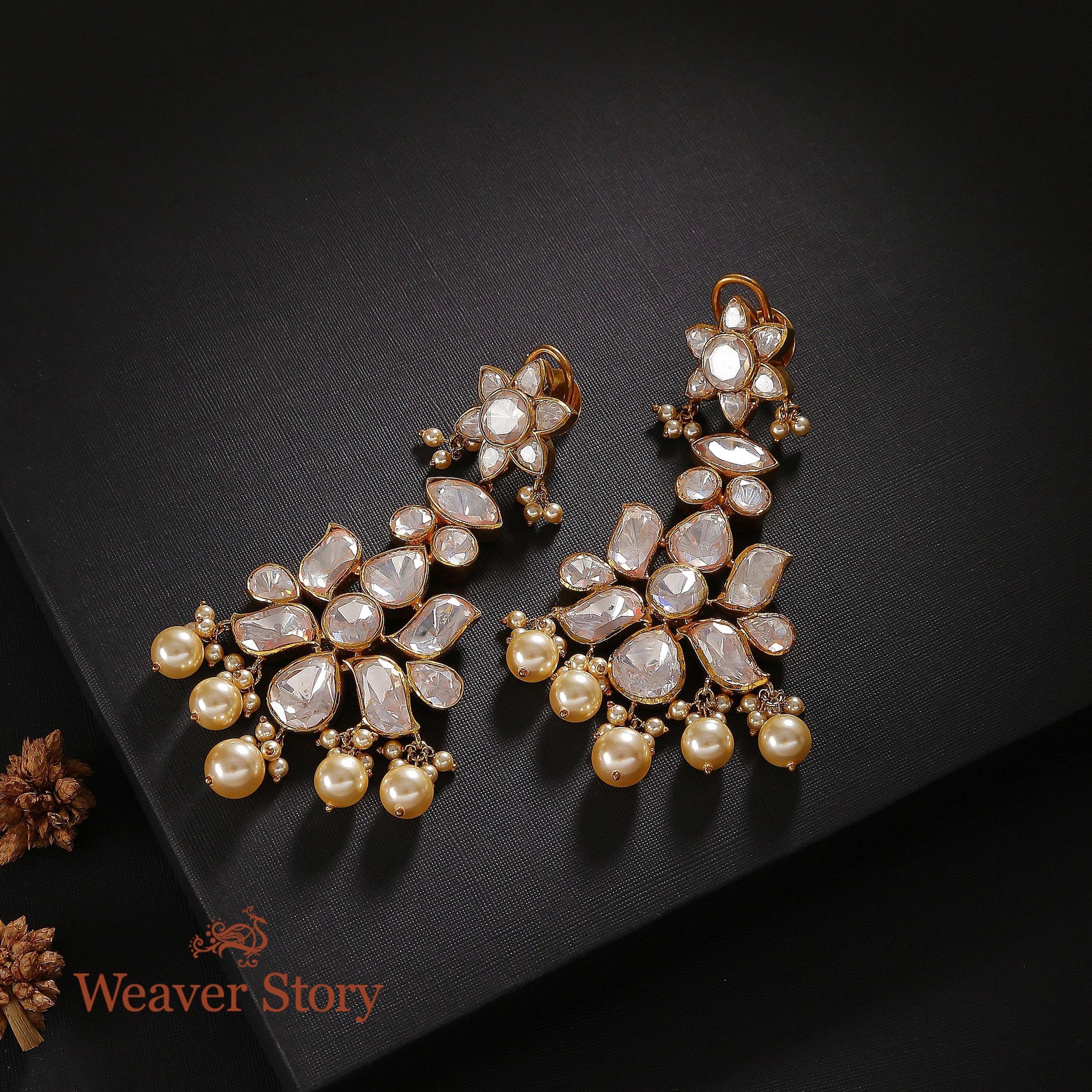 Raajsi_Earrings_with_Moissanite_Polki_Crafted_in_Pure_Silver_WeaverStory_01