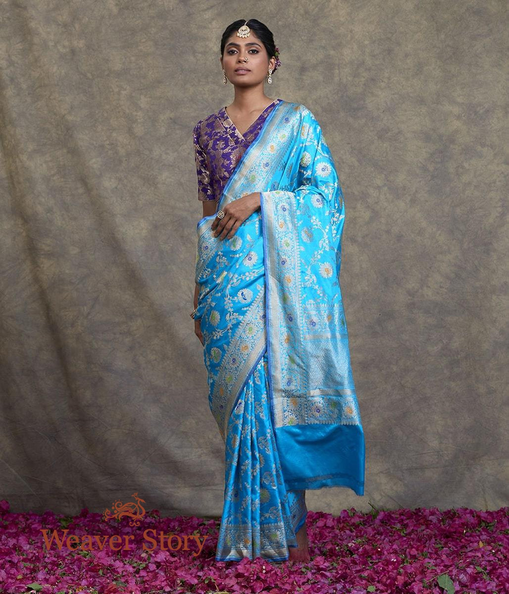Handwoven_Blue_Meenakari_Jangla_Saree_WeaverStory_02