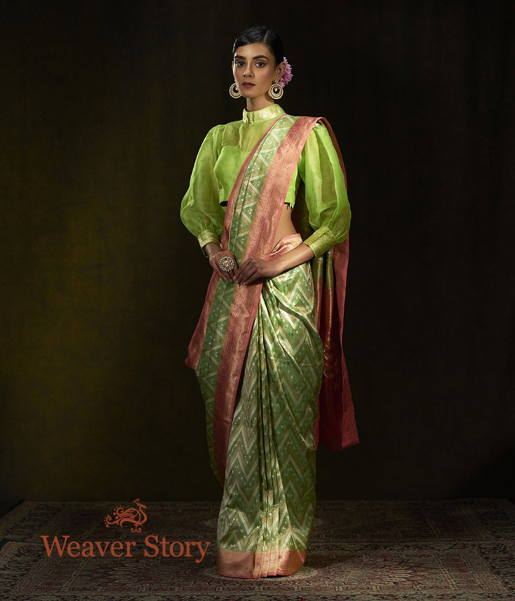 Handwoven_Light_Green_Silk_Tissue_Saree_with_Chevrons_WeaverStory_02
