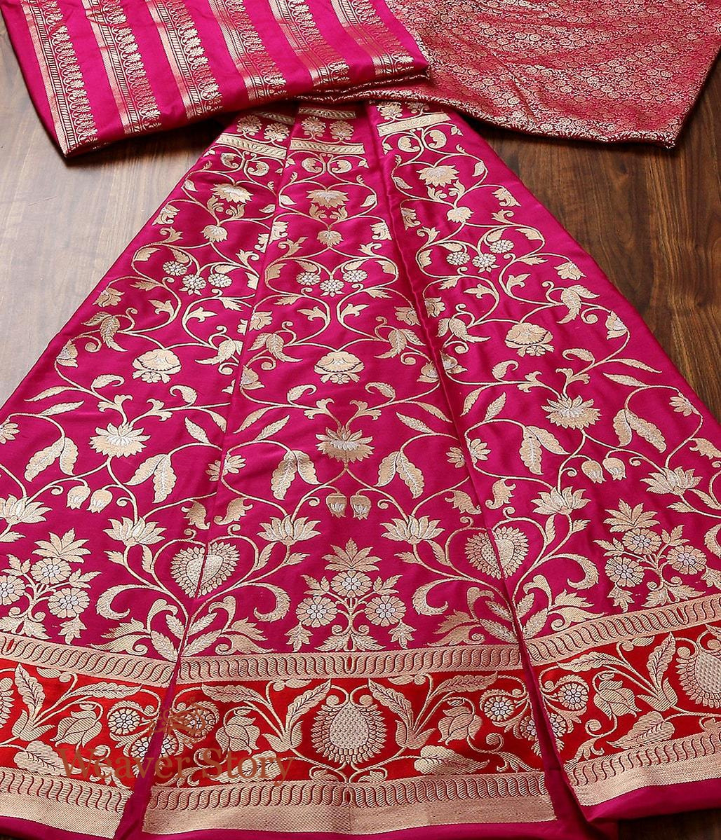 Handloom_Magenta_Kadhwa_Banarasi_Lehenga_with_Red_Border_WeaverStory_02