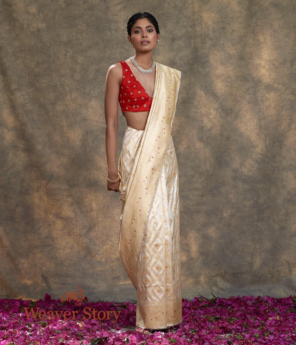 Handwoven_Offwhite_Meenakari_Heavy_Jangla_Saree_WeaverStory_02