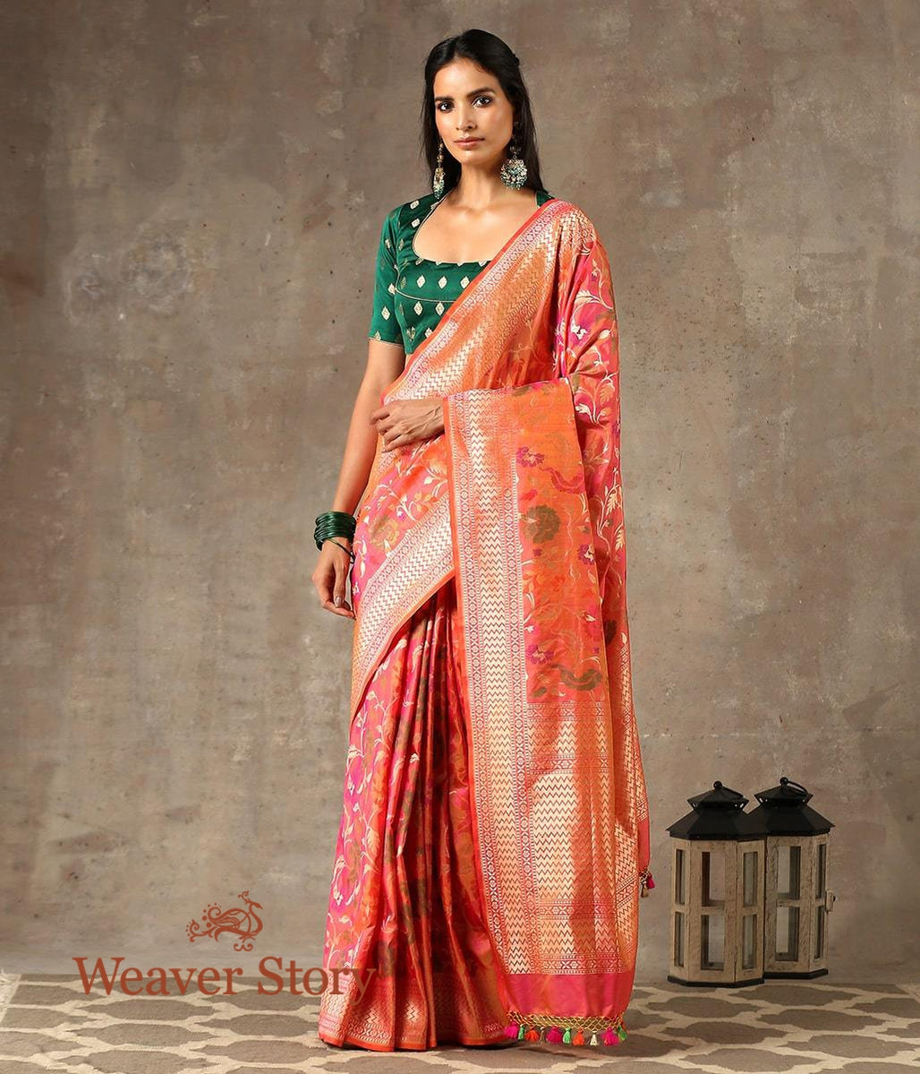 Handwoven_Peach_Meenakari_Jangla_Saree_with_Cutwork_Weave_WeaverStory_02