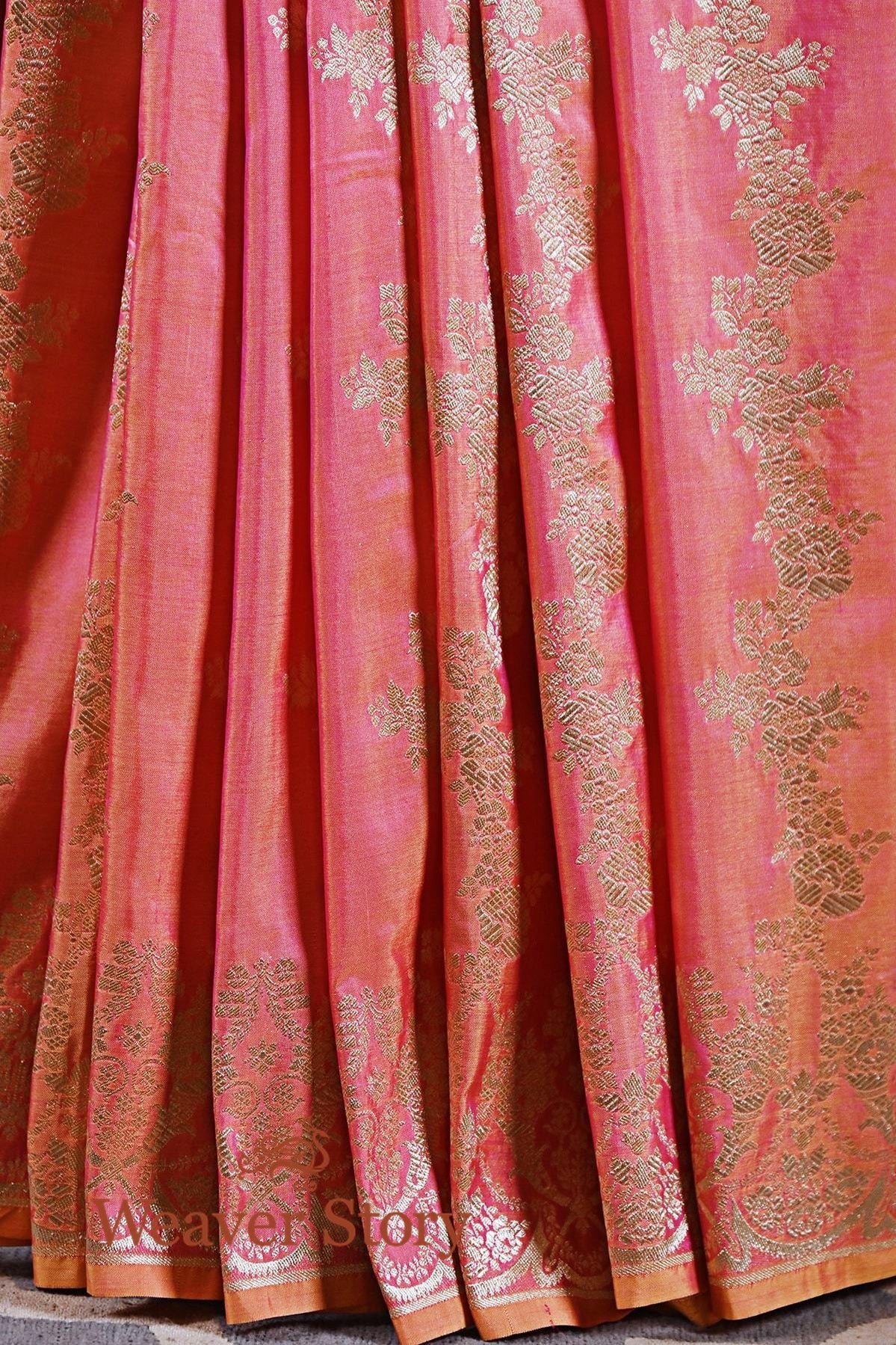 Peach_and_Pink_Dual_Tone_Banarasi_Katan_Silk_Saree_WeaverStory_02