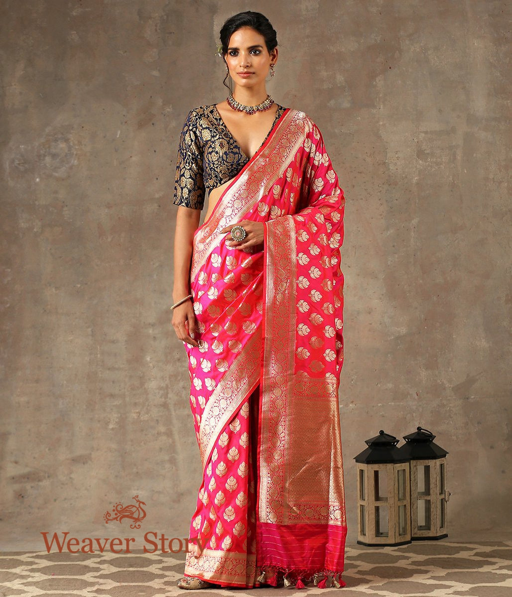 Handwoven_Pink_Banarasi_Saree_with_Traditional_Zari_Booti_WeaverStory_02