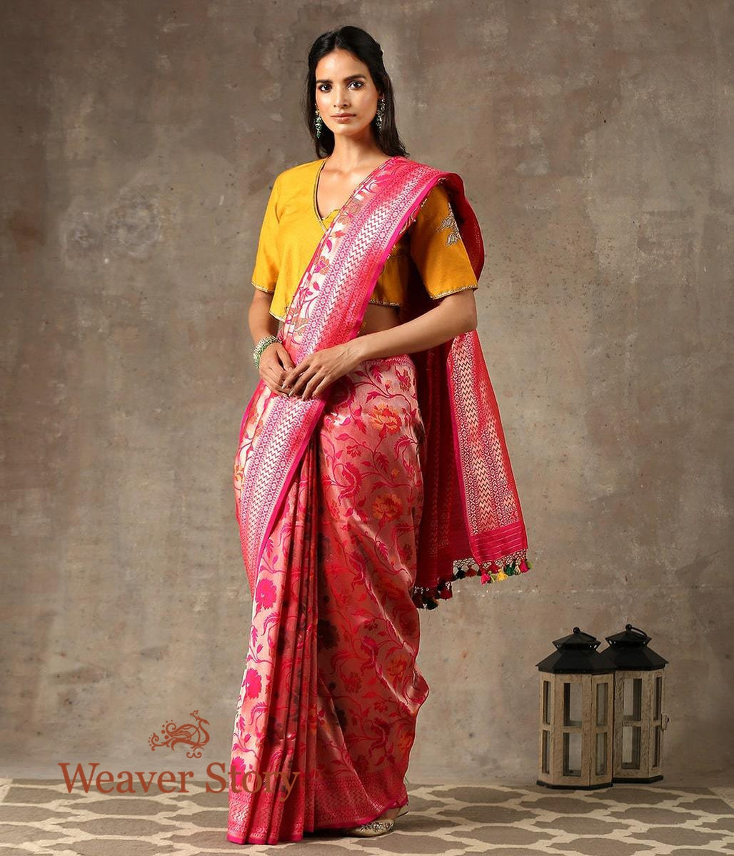 Handwoven_Pink_Meenakari_Patola_Jangla_Saree_with_Rich_Zari_Base_WeaverStory_02