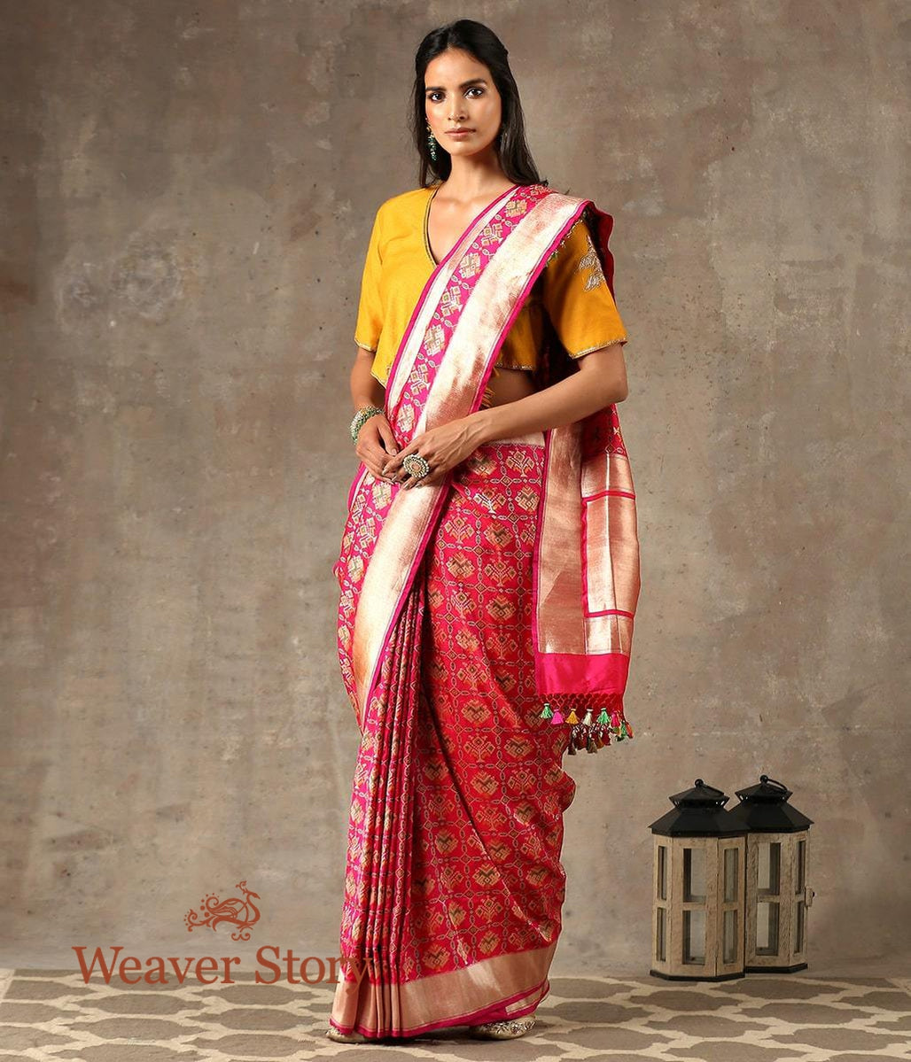 Handwoven_Pink_Meenakari_Patola_Saree_WeaverStory_02