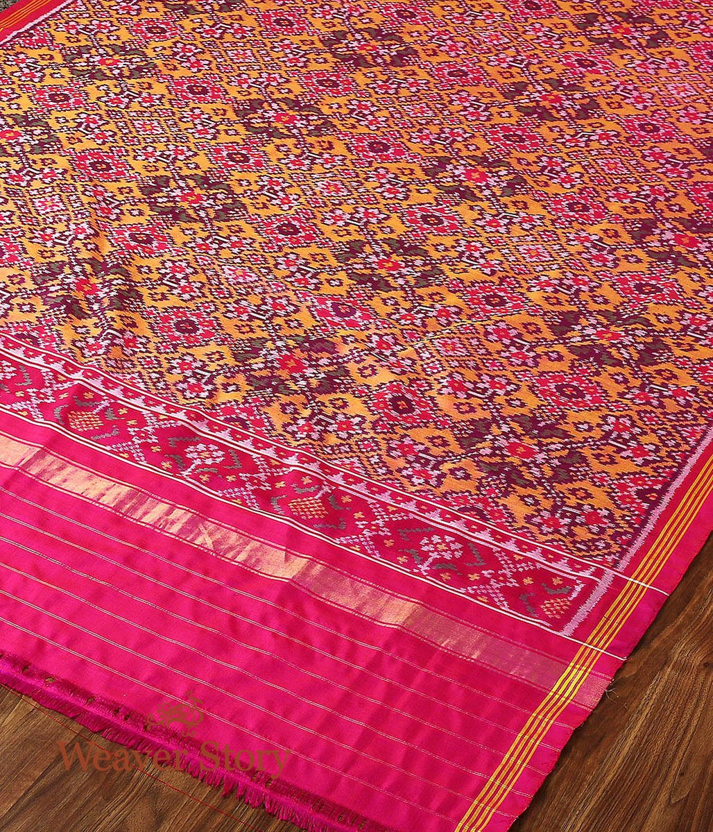 Handloom_Pink_&_Mustard_Dual_Tone_Patola_Dupatta_WeaverStory_02