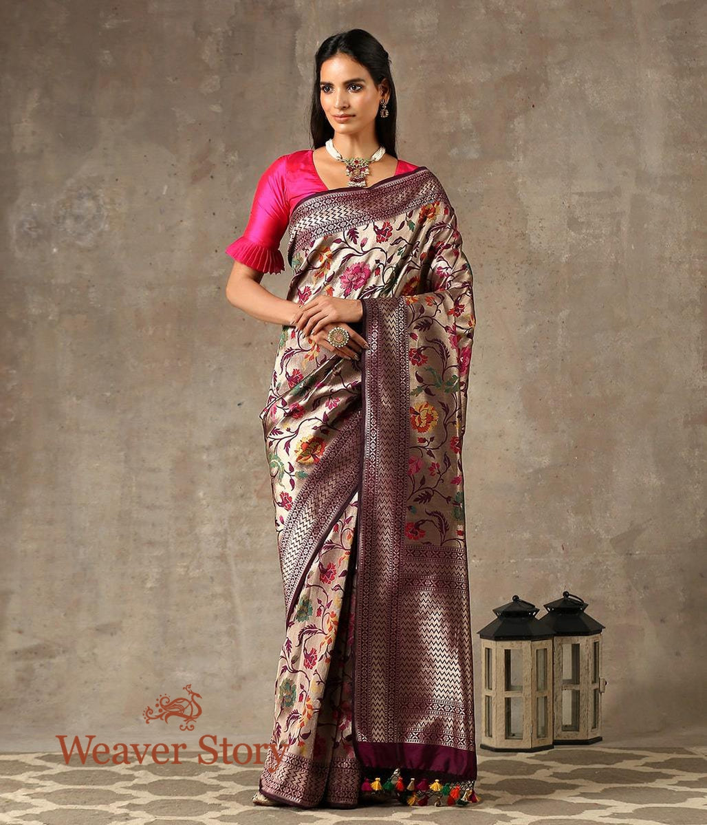 Handwoven_Wine_Meenakari_Jangla_Saree_with_Cutwork_Weave_WeaverStory_02