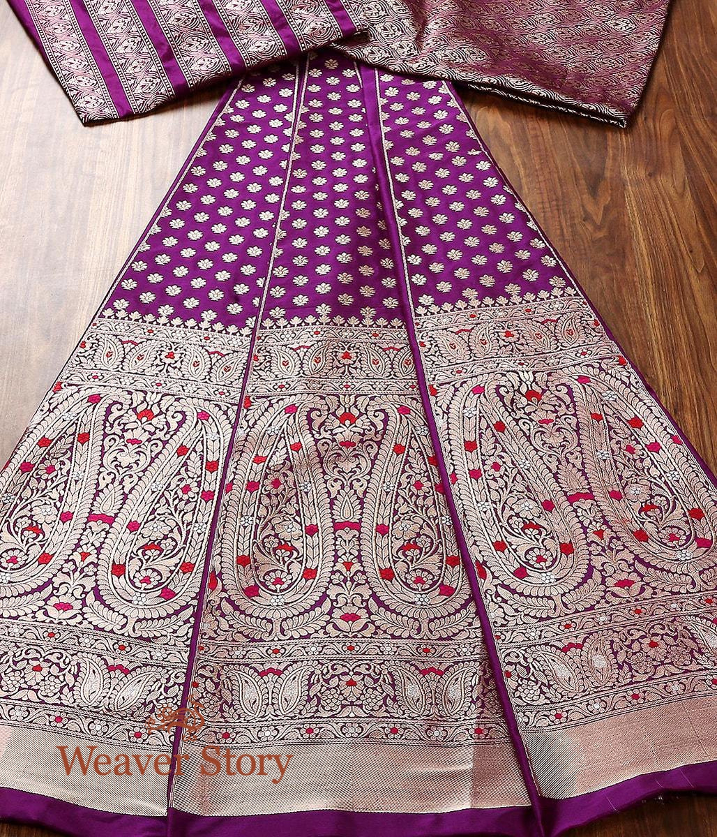 Handloom_Purple_Silk_Banarasi_Meenakari_Lehenga_with_Borders_WeaverStory_02