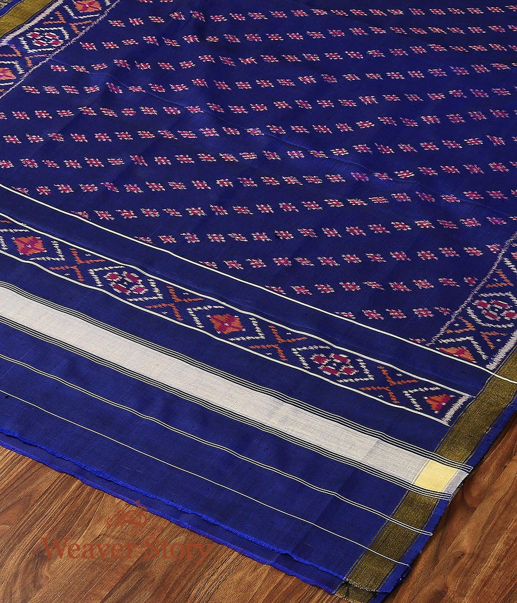 Handloom_Blue_Single_Ikat_Dupatta_from_Rajkot_WeaverStory_02