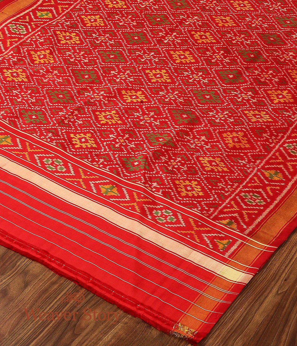 Handloom_Rajkot_Patola_Silk_Dupatta_in_Red_WeaverStory_02