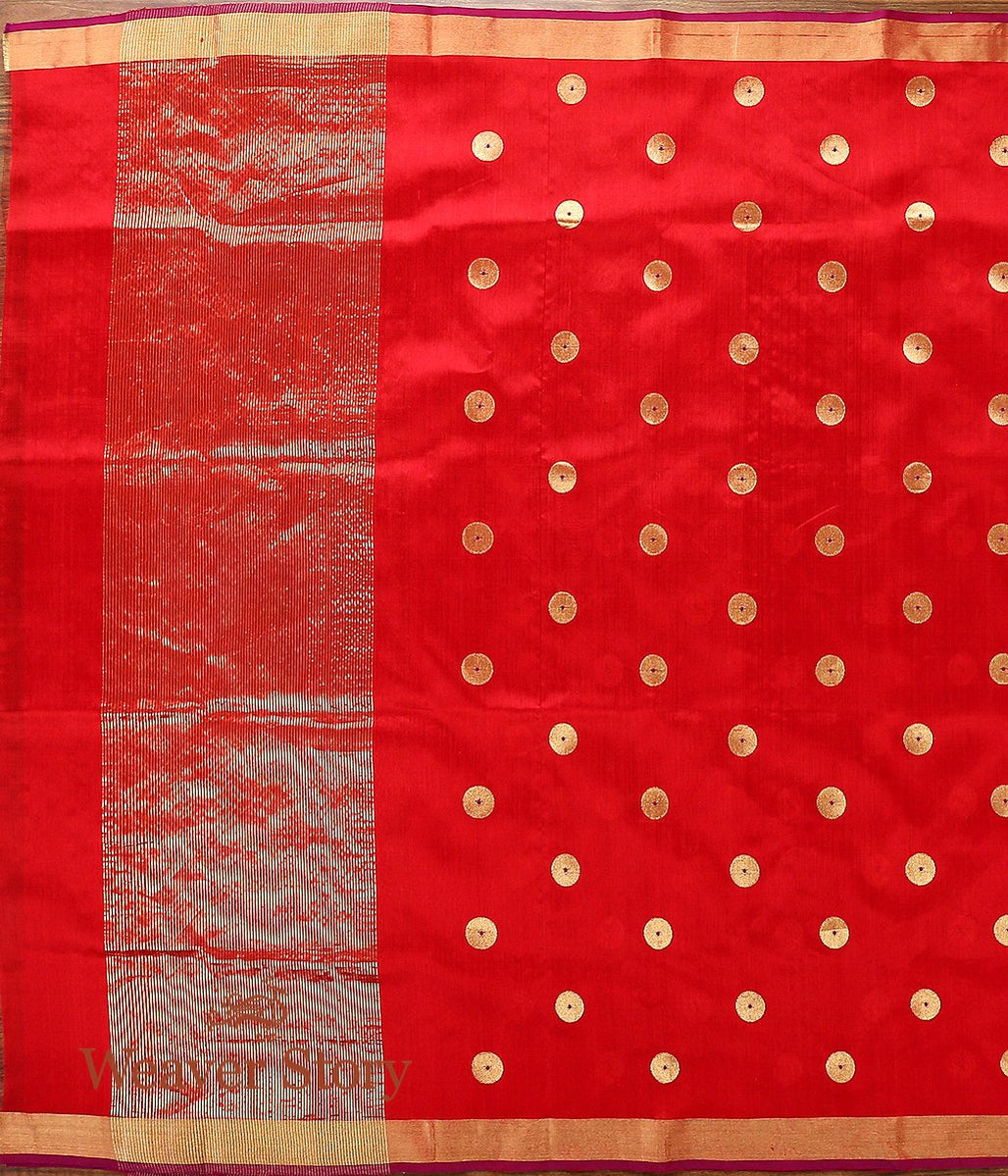 Handloom_Red_Chanderi_Silk_Dupatta_,with_Asharfi_Boota_WeaverStory_02