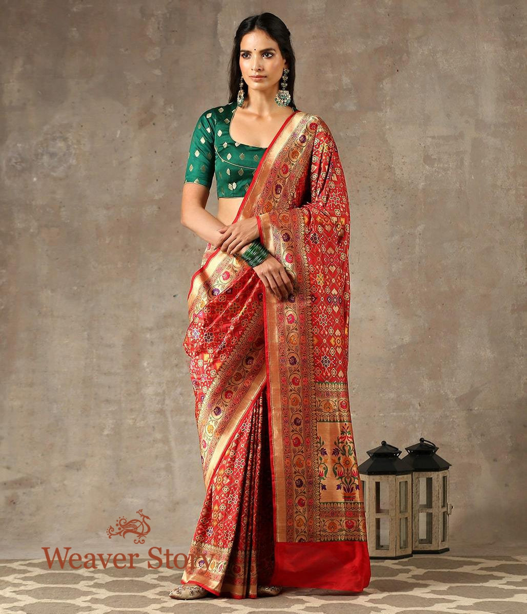 Handwoven_Red_Meenakari_Patola_Saree_WeaverStory_02