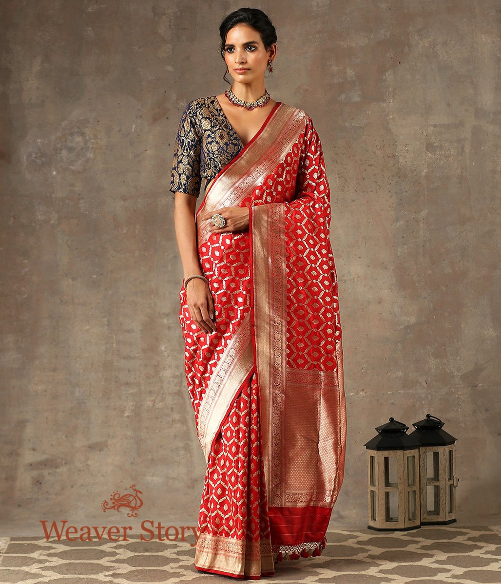 Handwoven_Red_Sona_Rupa_Meenakari_Jaal_Saree_WeaverStory_02