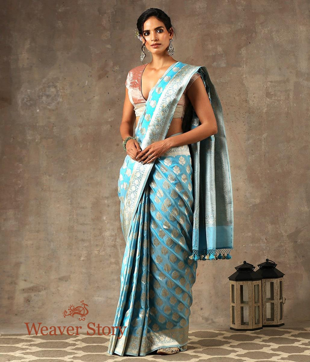 Handwoven_Sky_Blue_Cutwork_Booti_Saree_WeaverStory_02