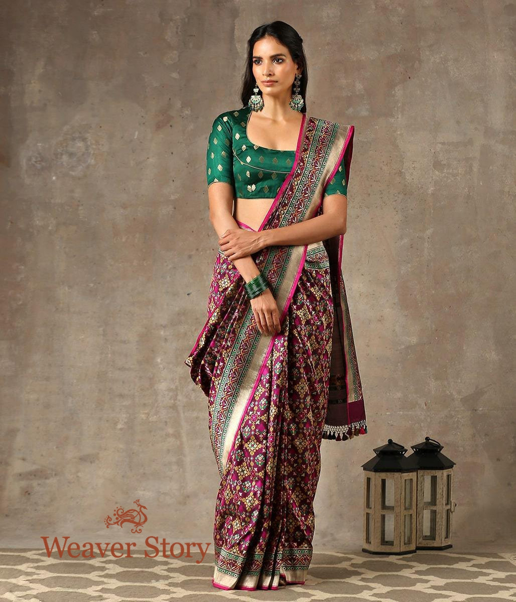 Handwoven_Wine_Meenakari_Patola_Saree_WeaverStory_02