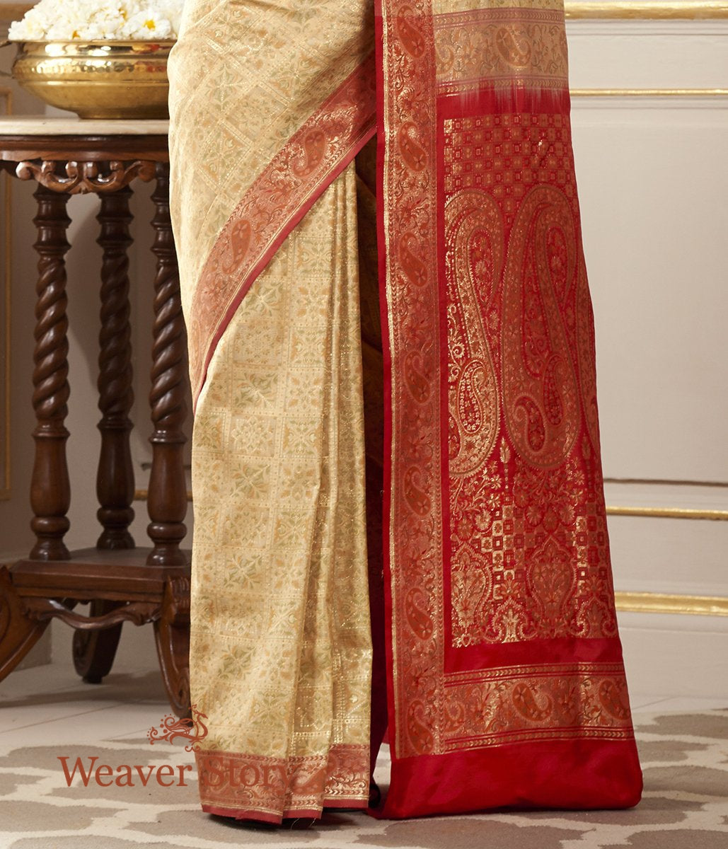 Handwoven_Beige_and_Red_Katan_Silk_Gharchola_Saree_WeaverStory_04