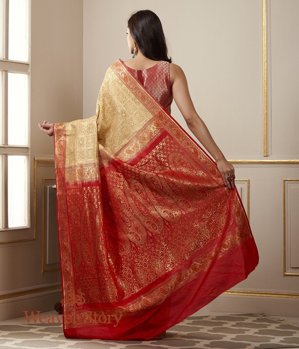 Handwoven_Beige_and_Red_Katan_Silk_Gharchola_Saree_WeaverStory_03