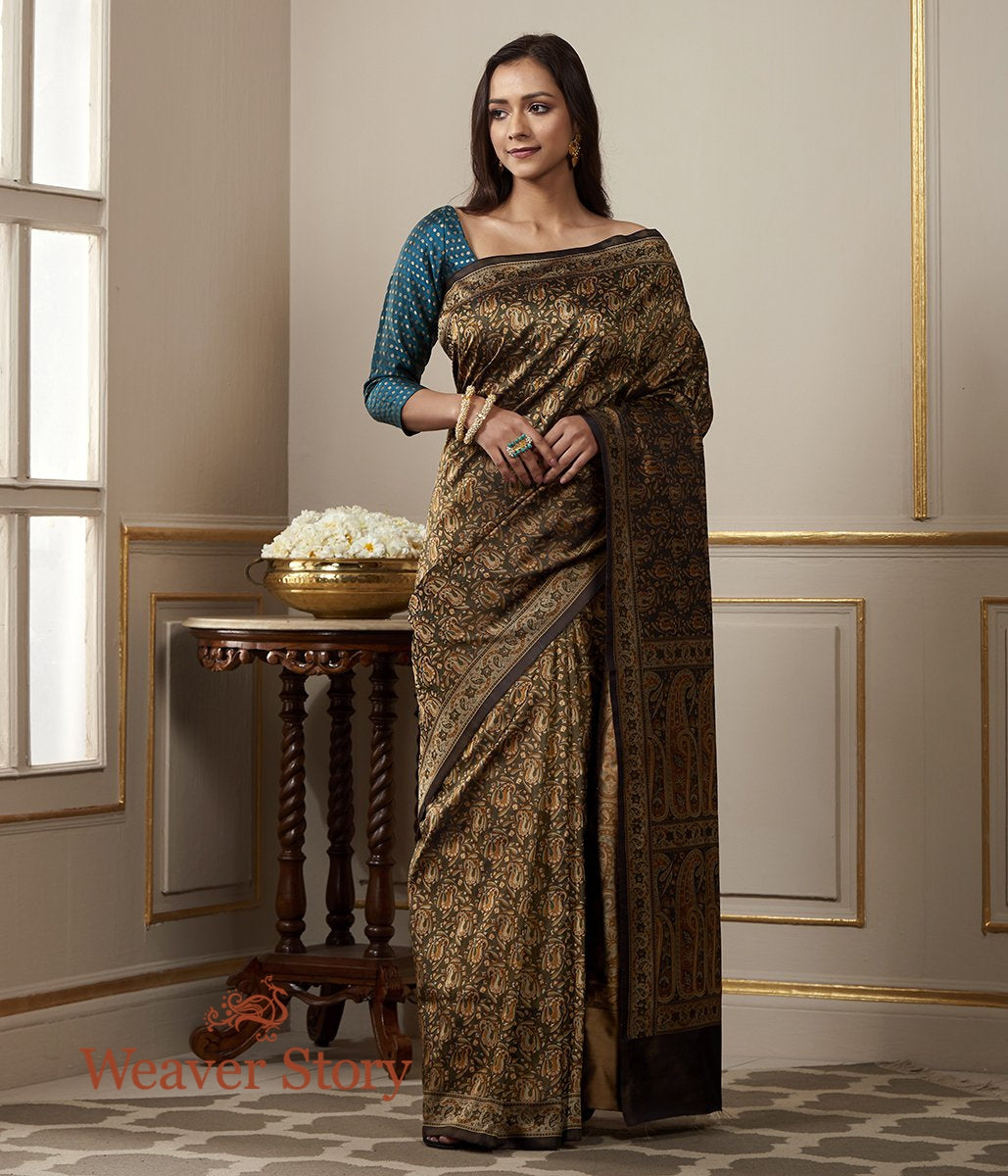 Handloom_Brown_and_Black_Dual_Tone_Jamawar_Tanchoi_Saree_WeaverStory_02