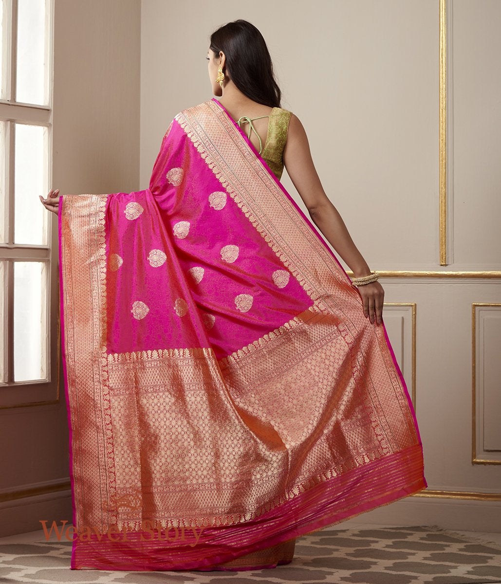 Handloom_Hot_Pink_Banarasi_Tanchoi_Saree_with_Kadhwa_Booti_WeaverStory_03