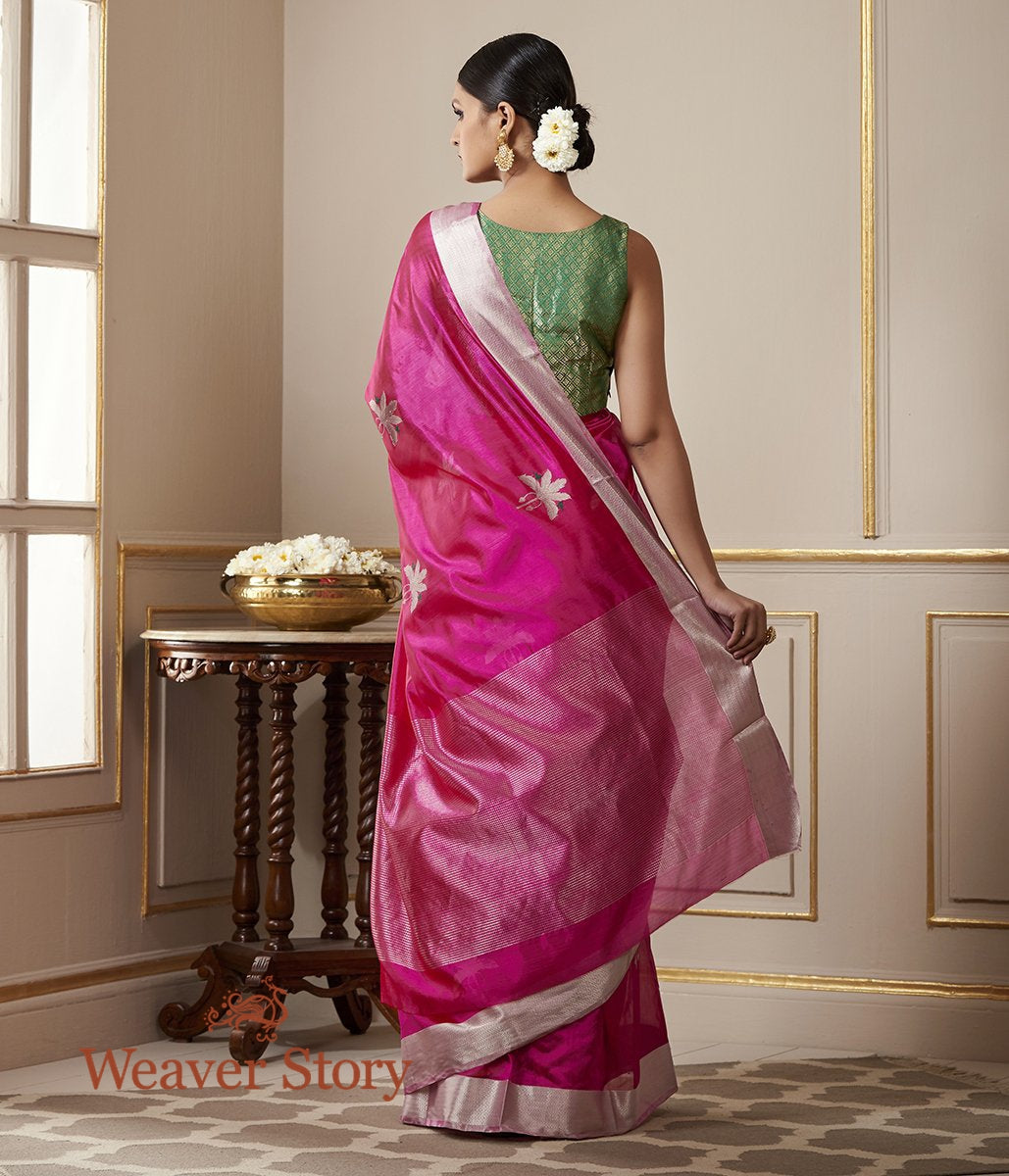 Handwoven_Pink_Chanderi_Silk_Saree_with_Birds_on_a_Tree_WeaverStory_03