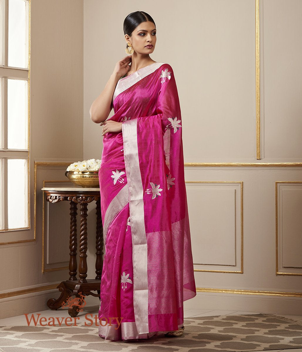 Handwoven_Pink_Chanderi_Silk_Saree_with_Birds_on_a_Tree_WeaverStory_02