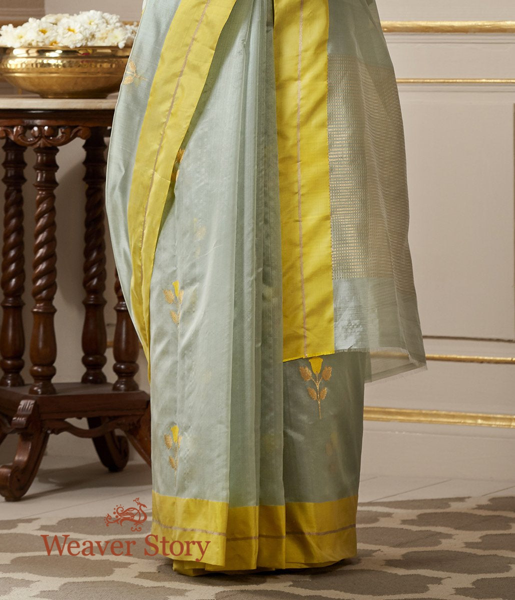 Handloom_Duck_Egg_Blue_Chanderi_Silk_Saree_with_Yellow_Mushroo_Borders_WeaverStory_04