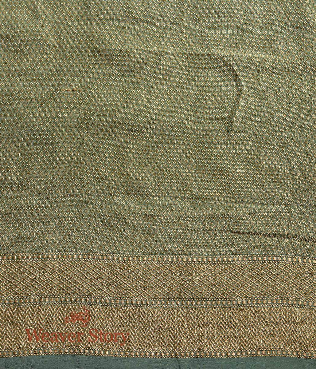 Handloom_Banaarsi_Georgette_Saree_in_Sage_Green_with_Kadhwa_Boota_WeaverStory_05