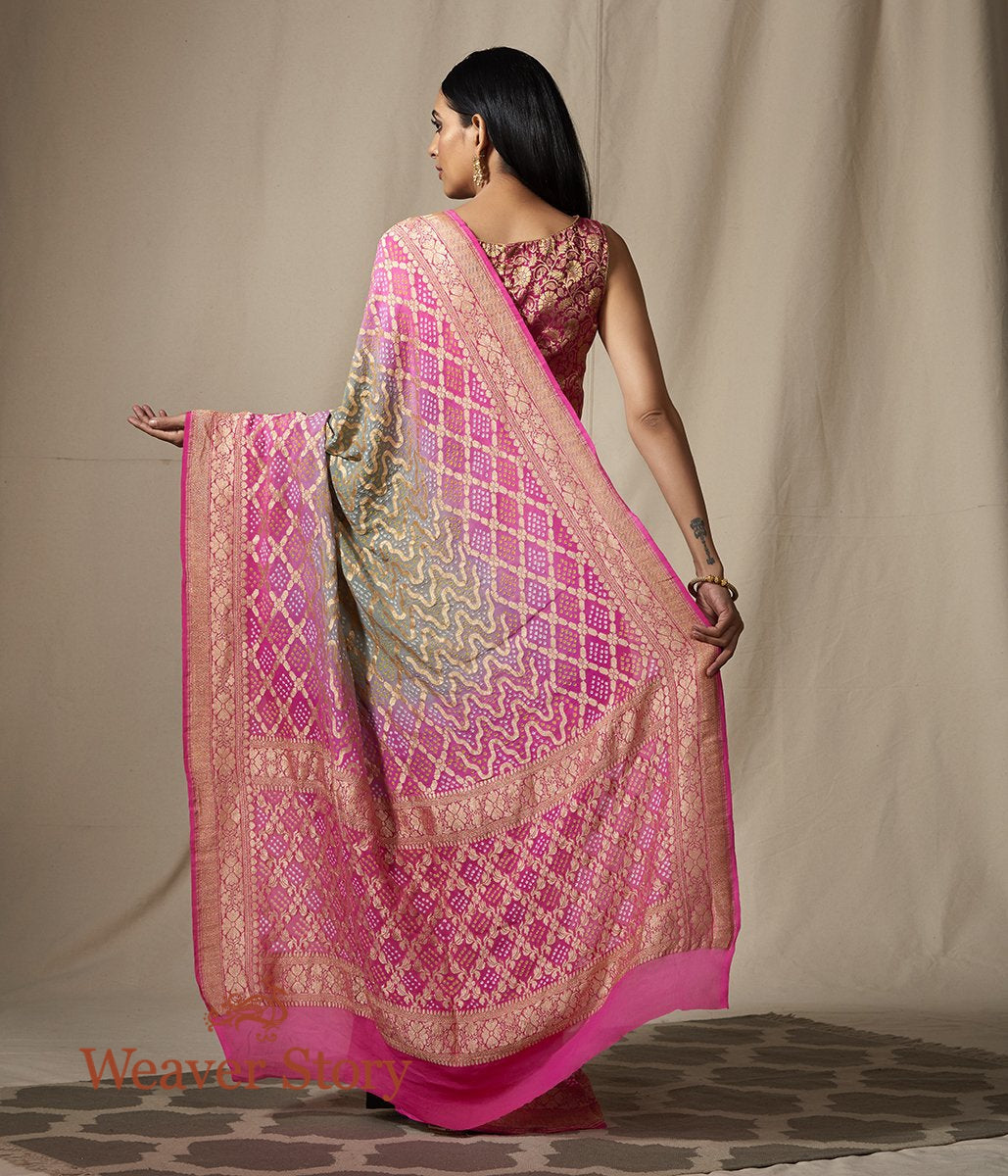 Handwoven_Banarasi_Bandhej_Saree_in_Grey_and_Pink_ombre_dye_WeaverStory_03