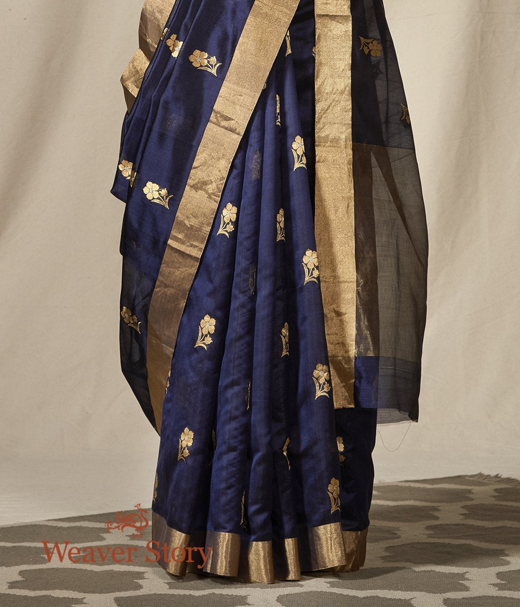 Handwoven_Blue_Chanderi_Silk_Saree_with_Gold_Zari_Floral_Motifs_WeaverStory_04