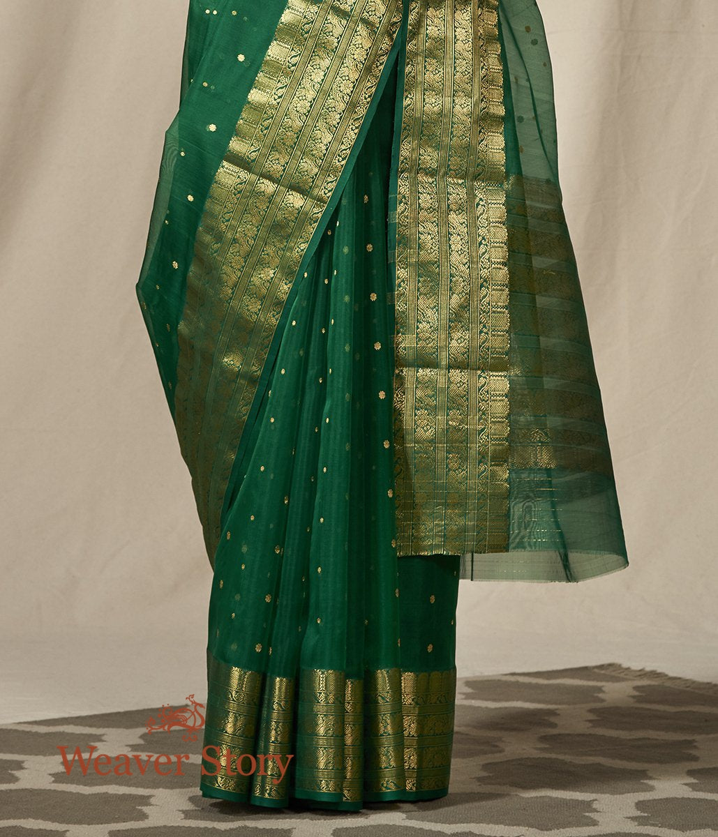 Handwoven_Green_Silk_Organza_Saree_Woven_in_Chanderi_WeaverStory_04