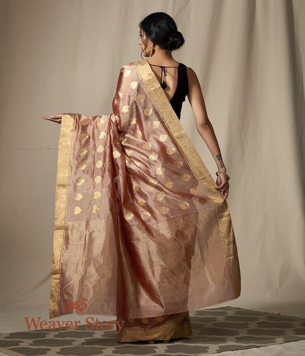 Old_Rose_chanderi_silk_saree_with_gold_zari_boota_with_meenakari_WeaverStory_03