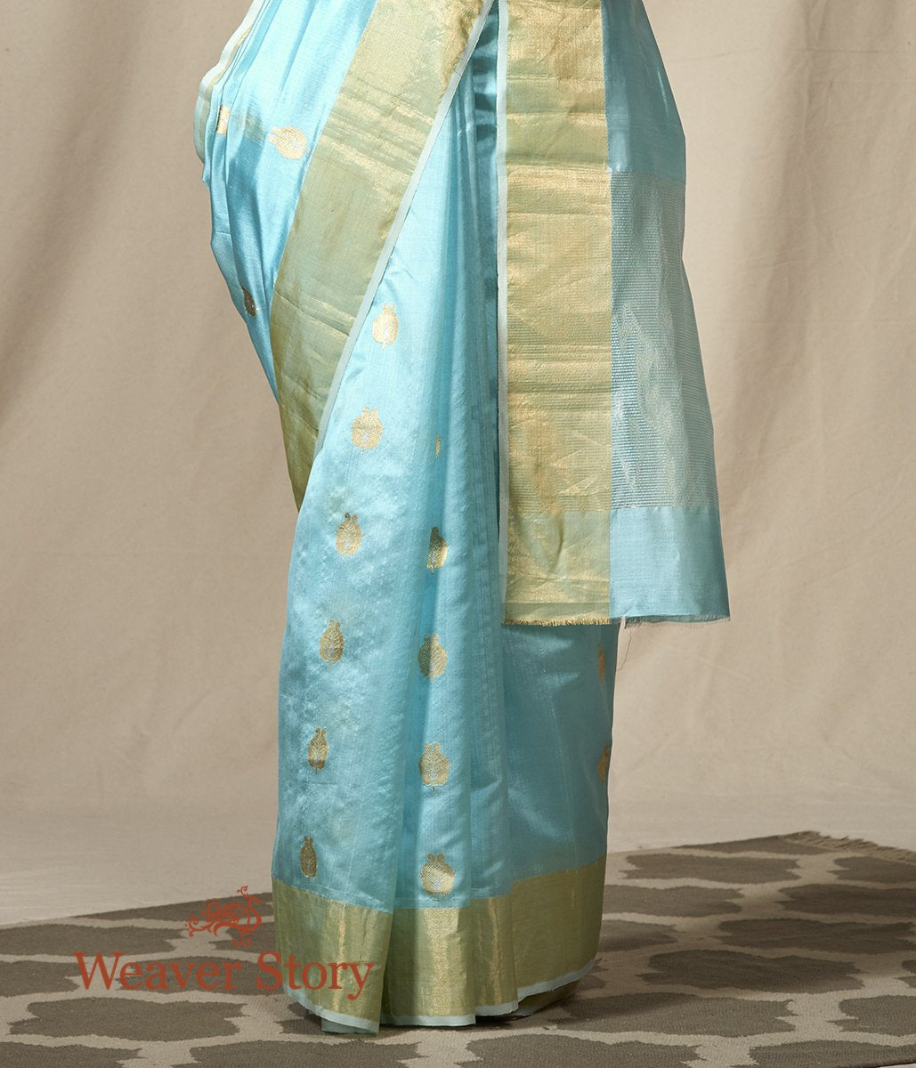 Sky_Blue_chanderi_silk_saree_with_gold_zari_boota_with_meenakari_WeaverStory_04