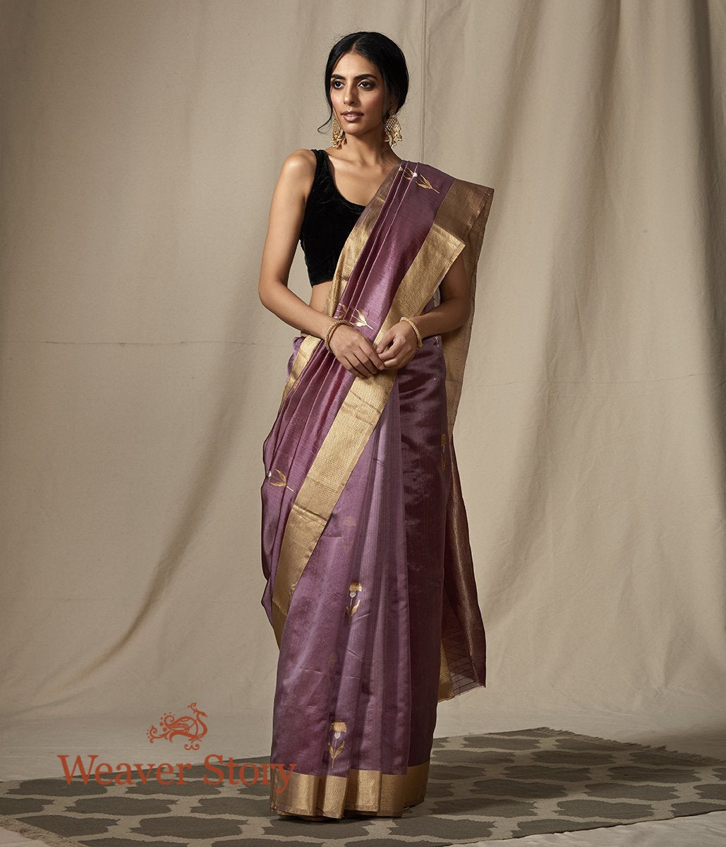 Purple_Chanderi_Silk_Saree_with_Gold_and_Silver_Zari_Boota_WeaverStory_02