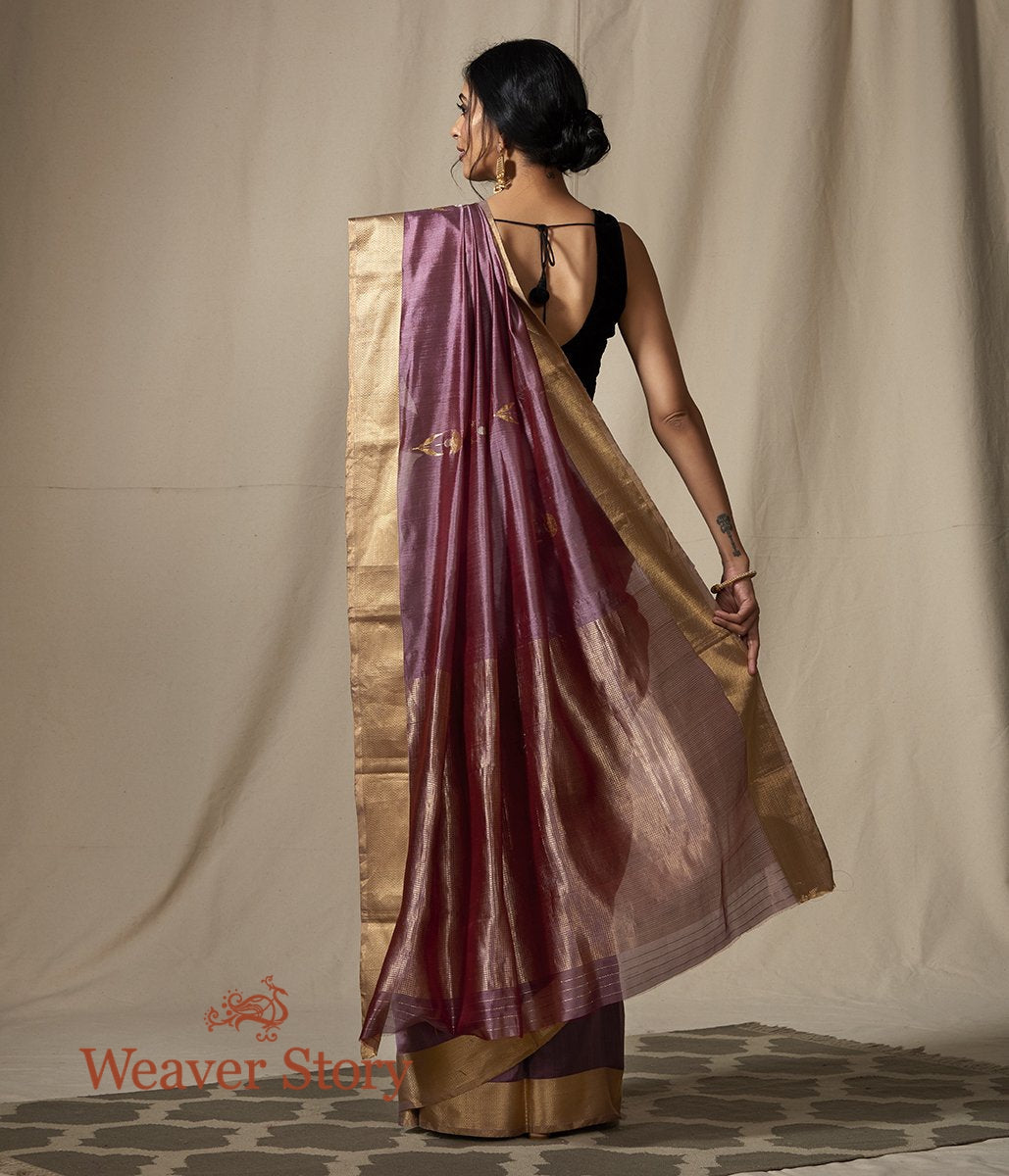 Purple_Chanderi_Silk_Saree_with_Gold_and_Silver_Zari_Boota_WeaverStory_03