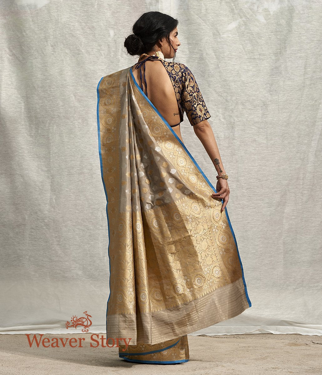 Handwoven_Grey_and_Beige_Dual_Tone_Banarasi_Saree_with_Kadhwa_Booti_and_Blue_Selvedge_WeaverStory_03